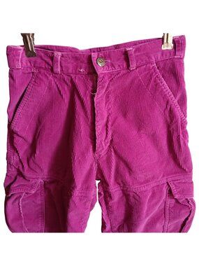 Vintage 80's Cargo Pants Girls 12 24x25 Pierre Bonée Corduroy Fuchsia Pink Cords